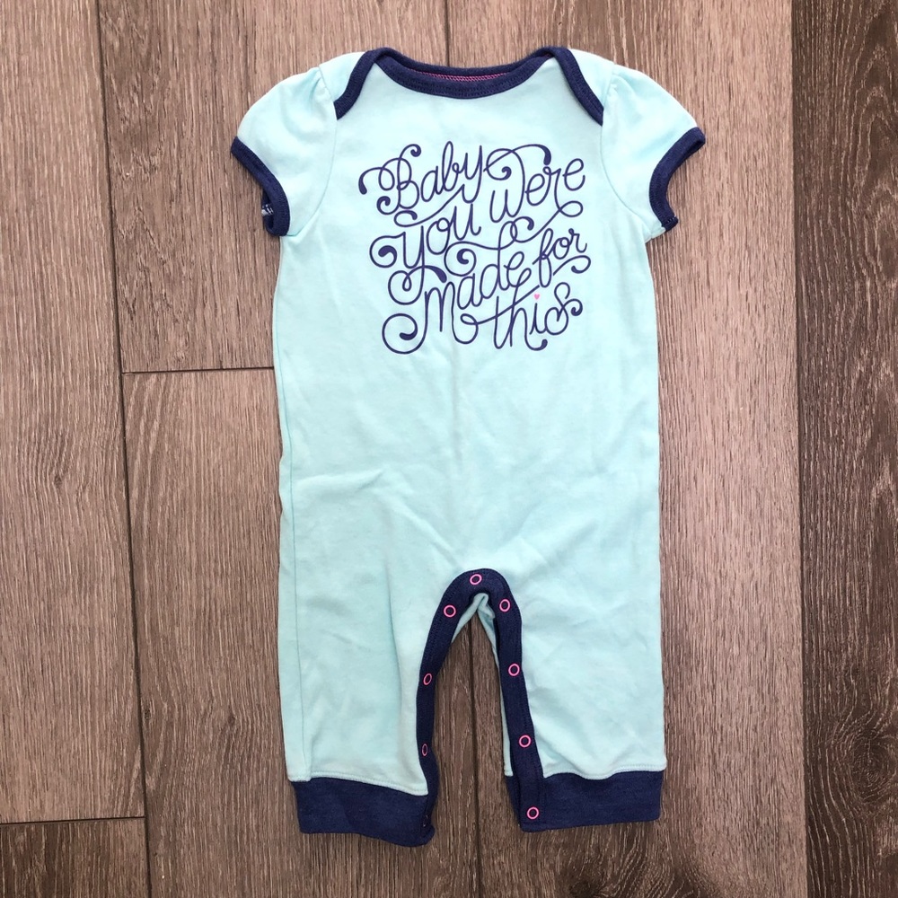 CLOUD ISLAND SHORT SLEEVE ROMPER BLUE 3-6MO
